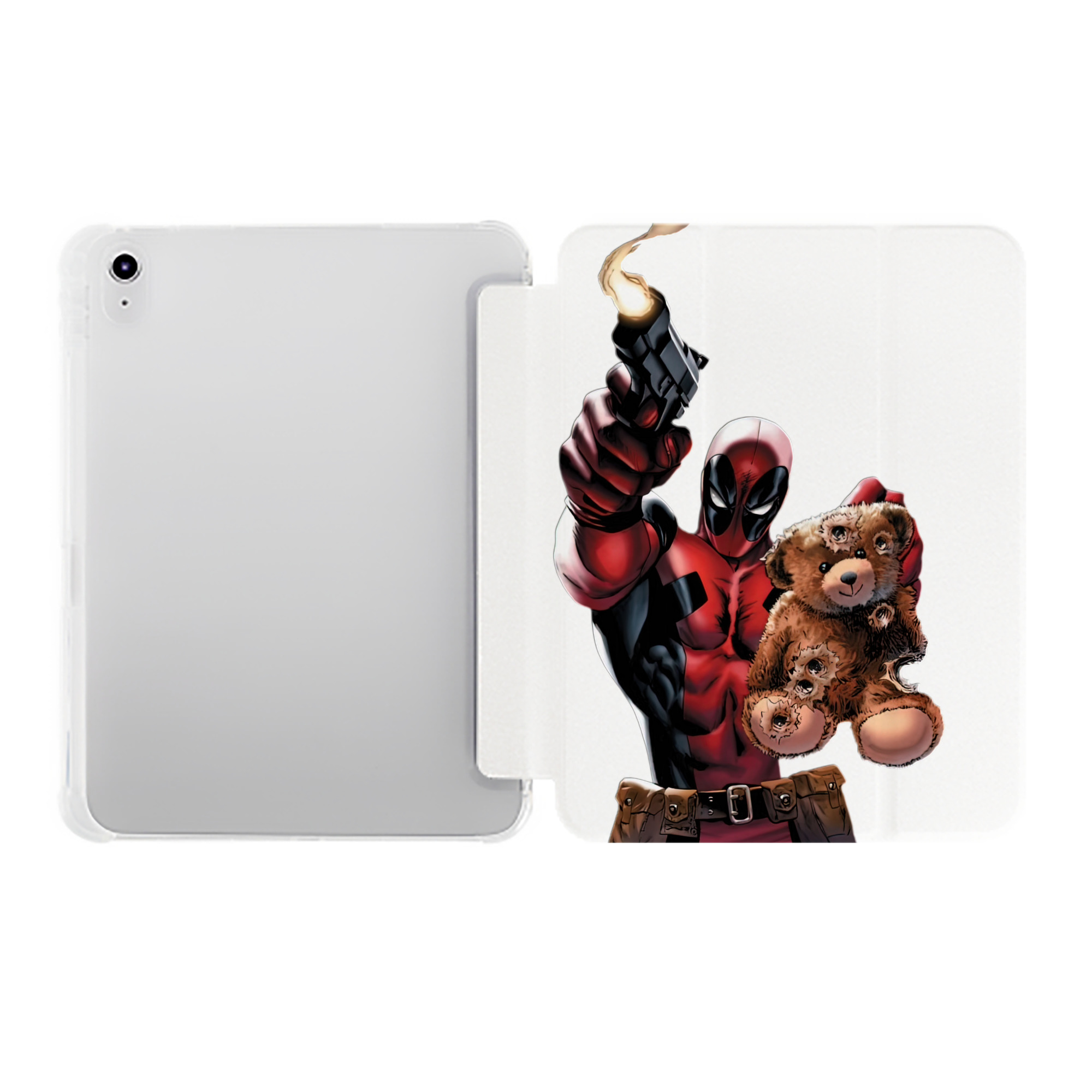 （画像用） Deadpool デッドプール IPad ケース ペン収納付き 三つ折りスタンド PUレザー×シリコン 対応機種9.5/10.5/10.9インチ